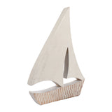 Tatu White/Natural Large Distressed Wood Sailboat
