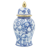 Sespe Blue/White Temple Jar with Hibiscus - 15425-03EC