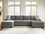 Newellen Greystone 3-Piece Sectional with Double Chaise