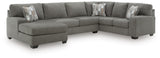 Newellen Greystone 3-Piece Sleeper Sectional with Left-Arm Facing Chaise