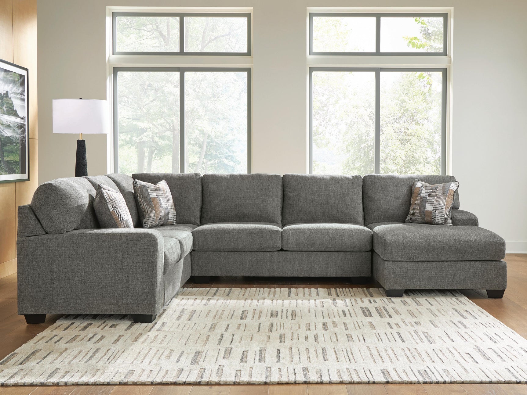 Newellen Greystone 3-Piece Sleeper Sectional with Right-Arm Facing Chaise