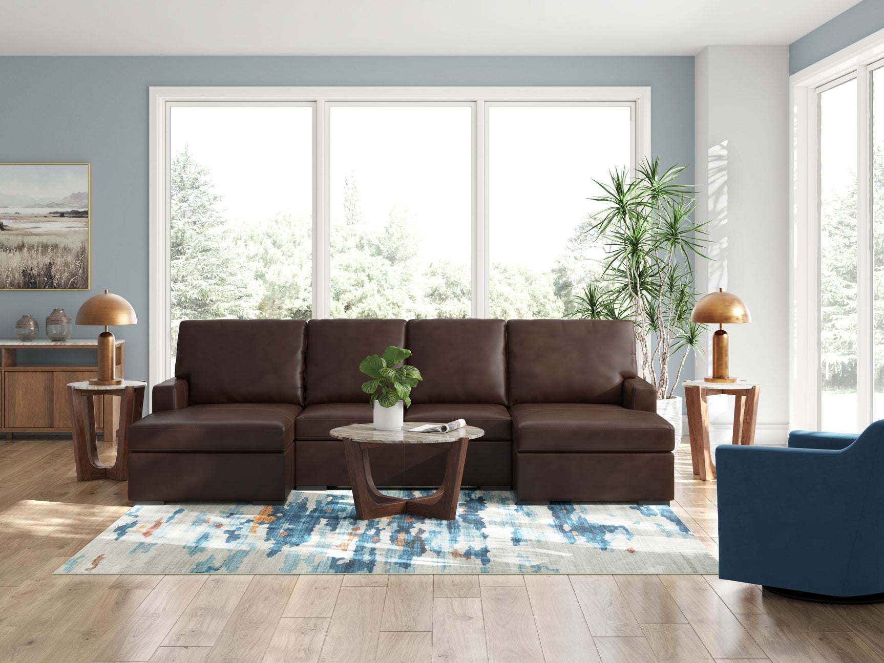 Modern Day Coffee 3-Piece Sectional with Double Chaise