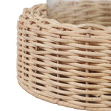 Woodfords Natural Raffia Base Hurricanes (Set of 2)