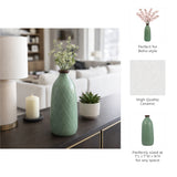 Wellsona Dark Sage Large Ceramic Plaid Textured Vase