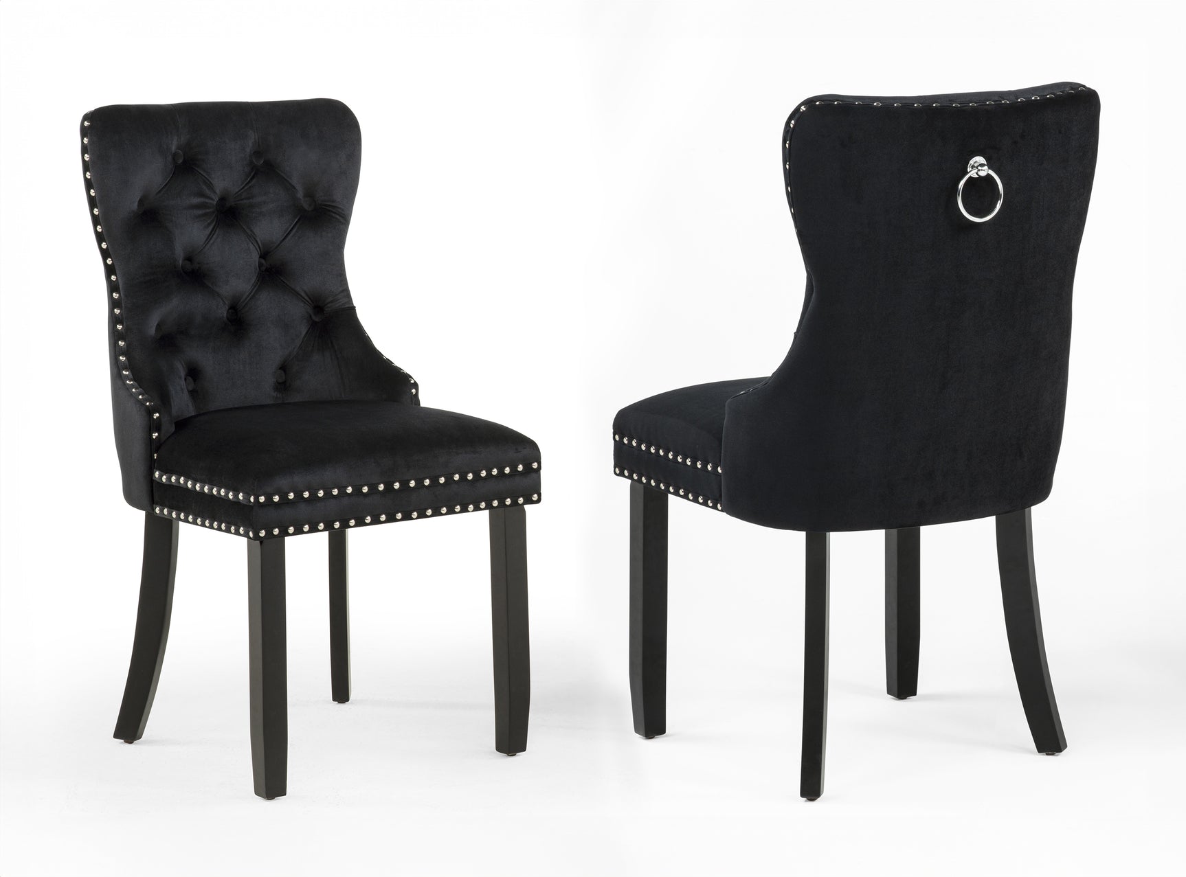Arabella Black Velvet Accent Chair (Set of 2)