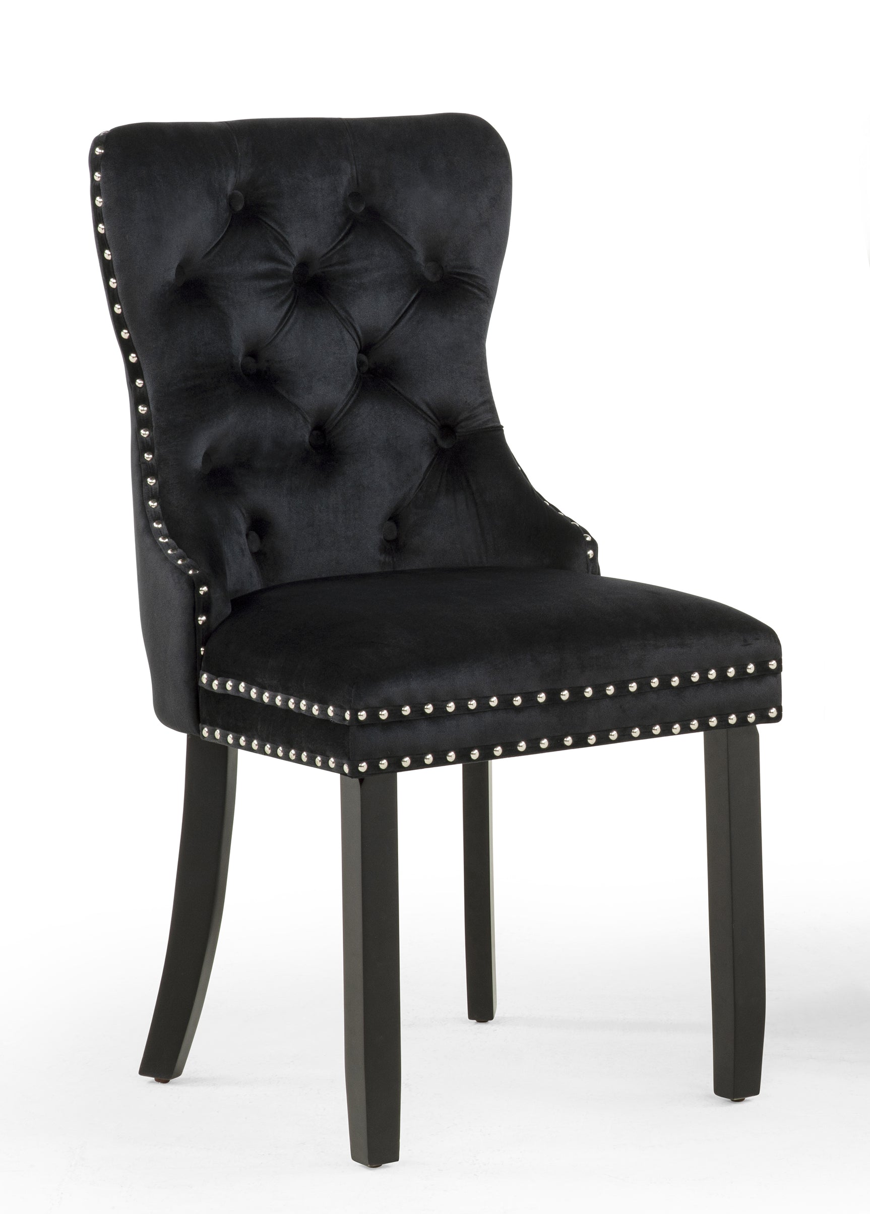 Arabella Black Velvet Accent Chair (Set of 2)