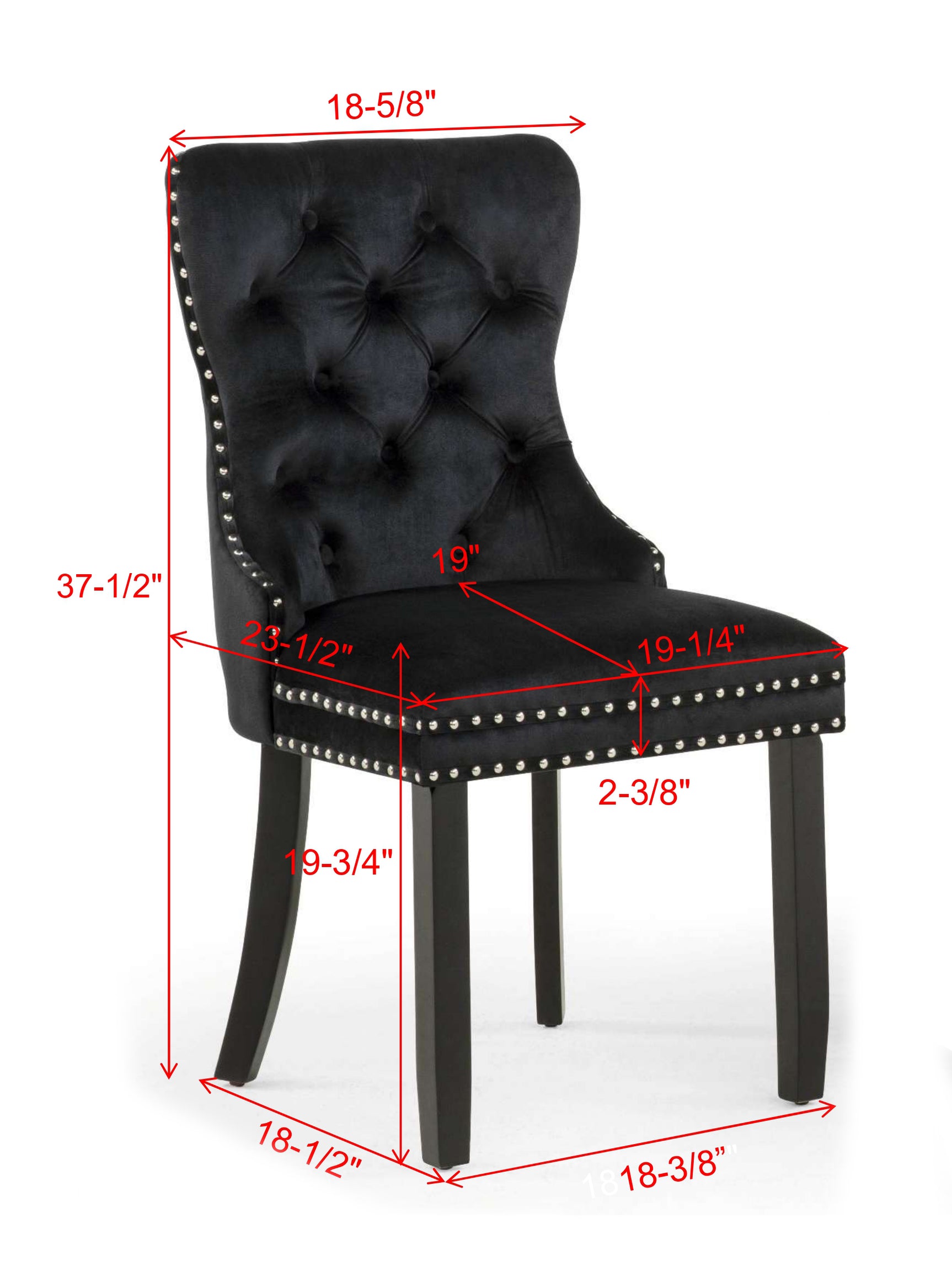 Arabella Black Velvet Accent Chair (Set of 2)