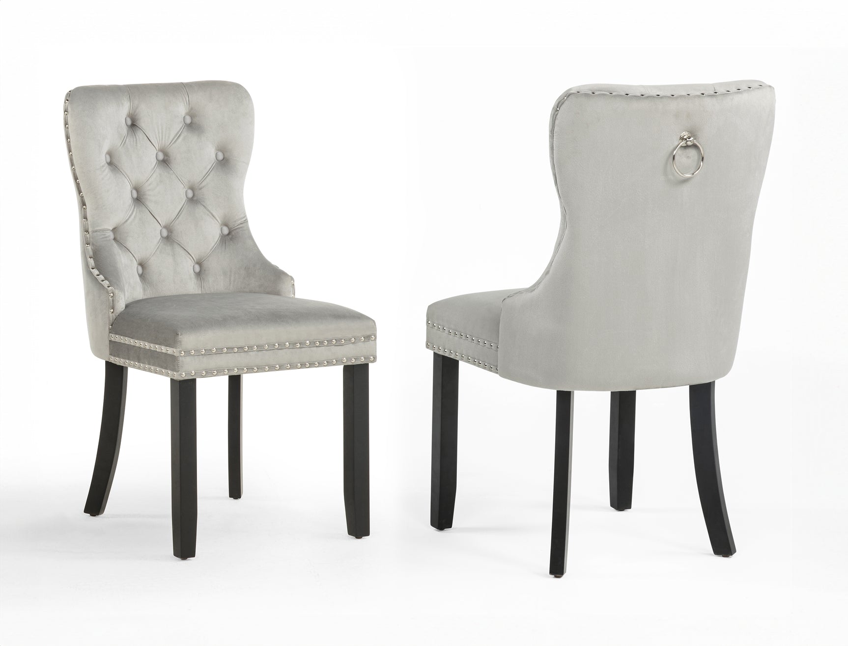 Arabella Light Grey Velvet Accent Chair (Set of 2)