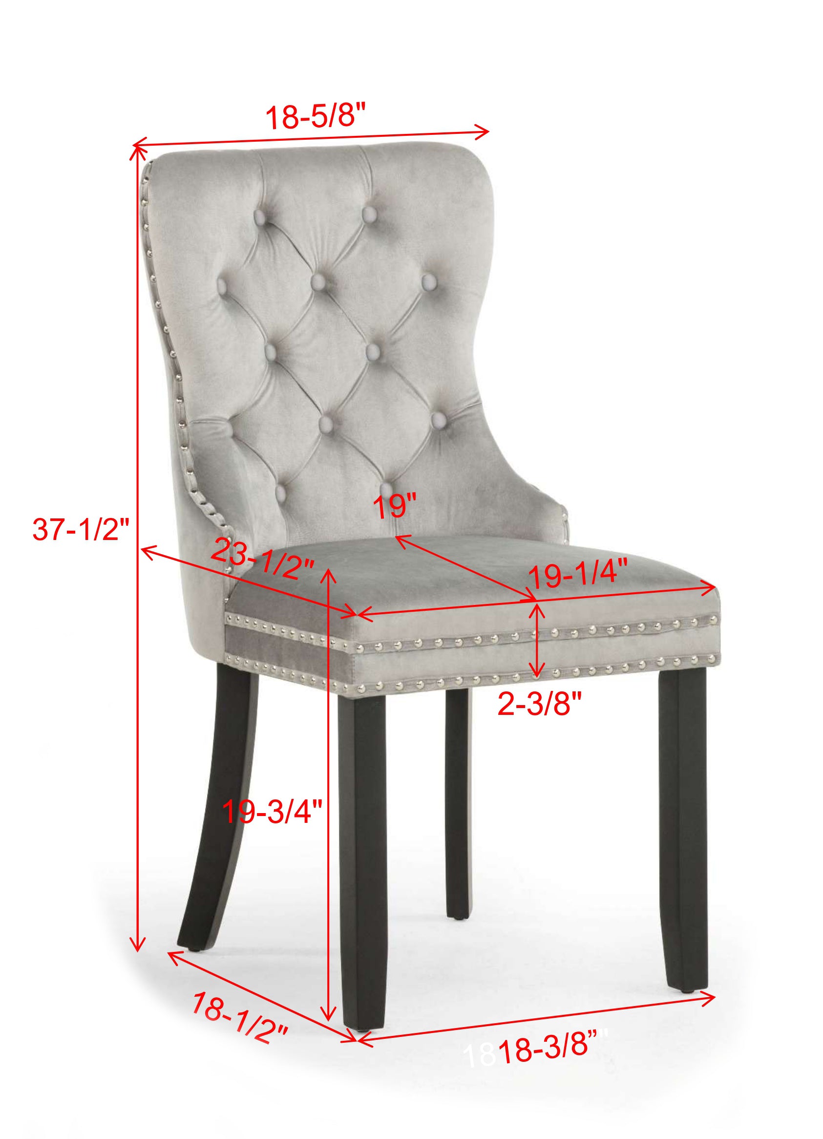Arabella Light Grey Velvet Accent Chair (Set of 2)