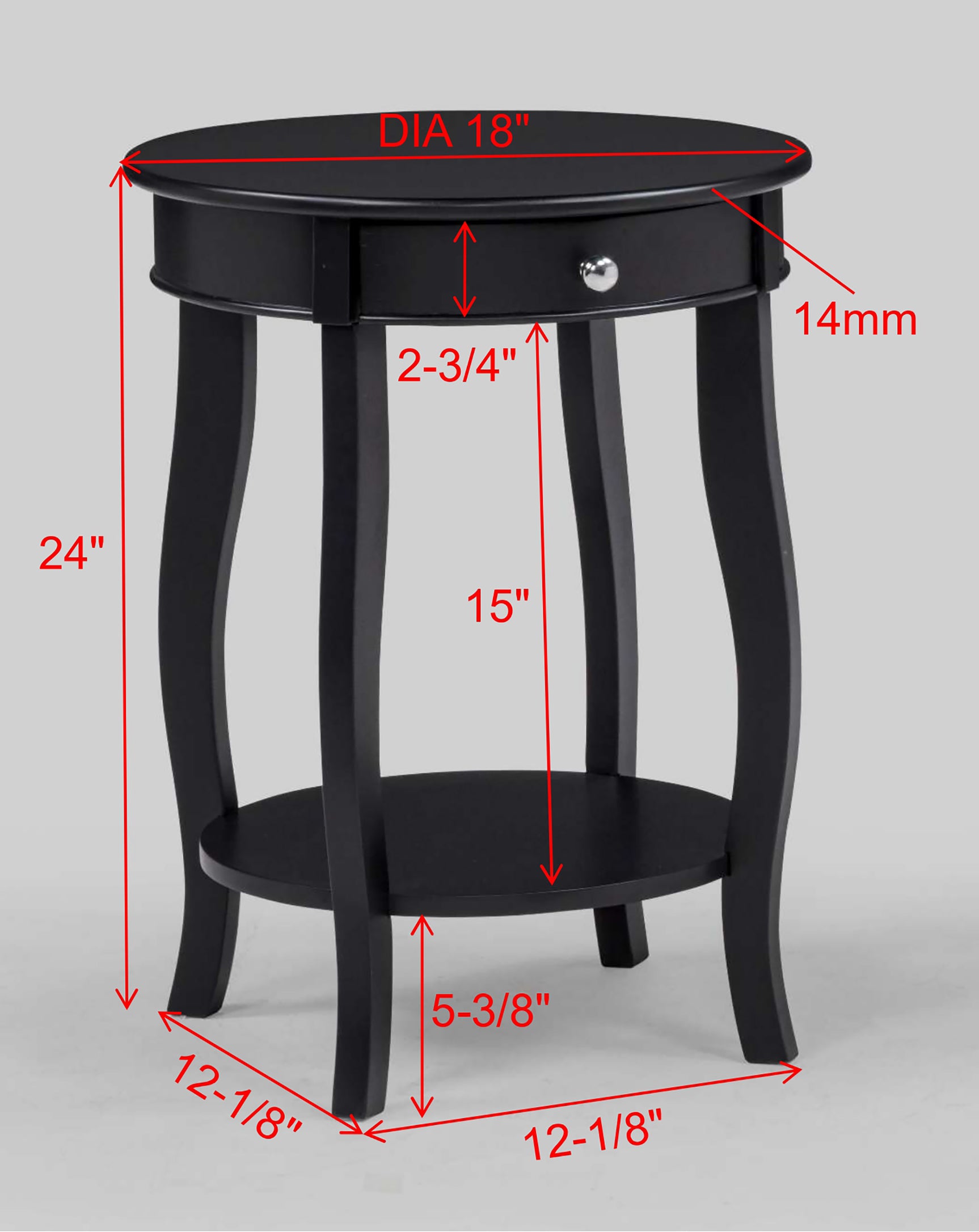 Jacie Black Round Chairside Table
