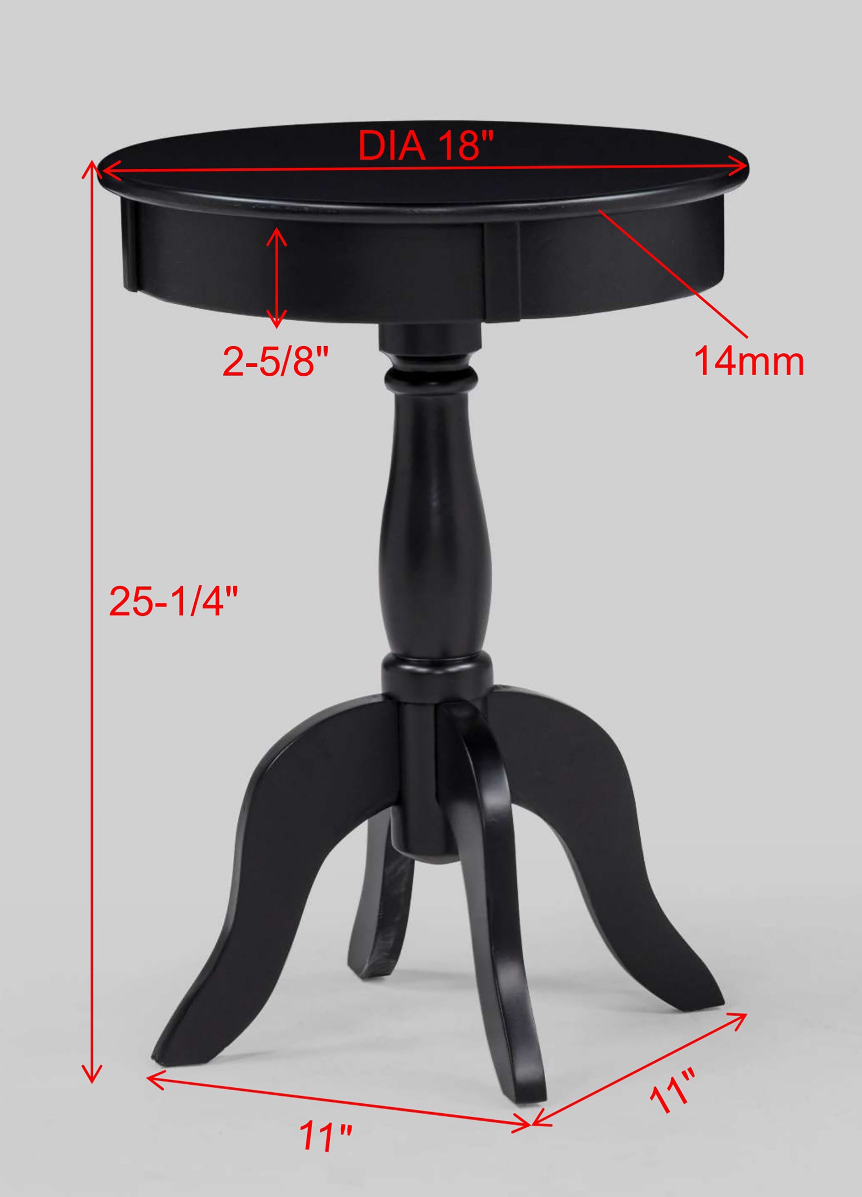 Romy Black Round Chairside Table