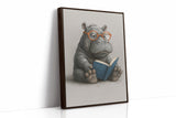 Baby Hippo Reading with Glasses