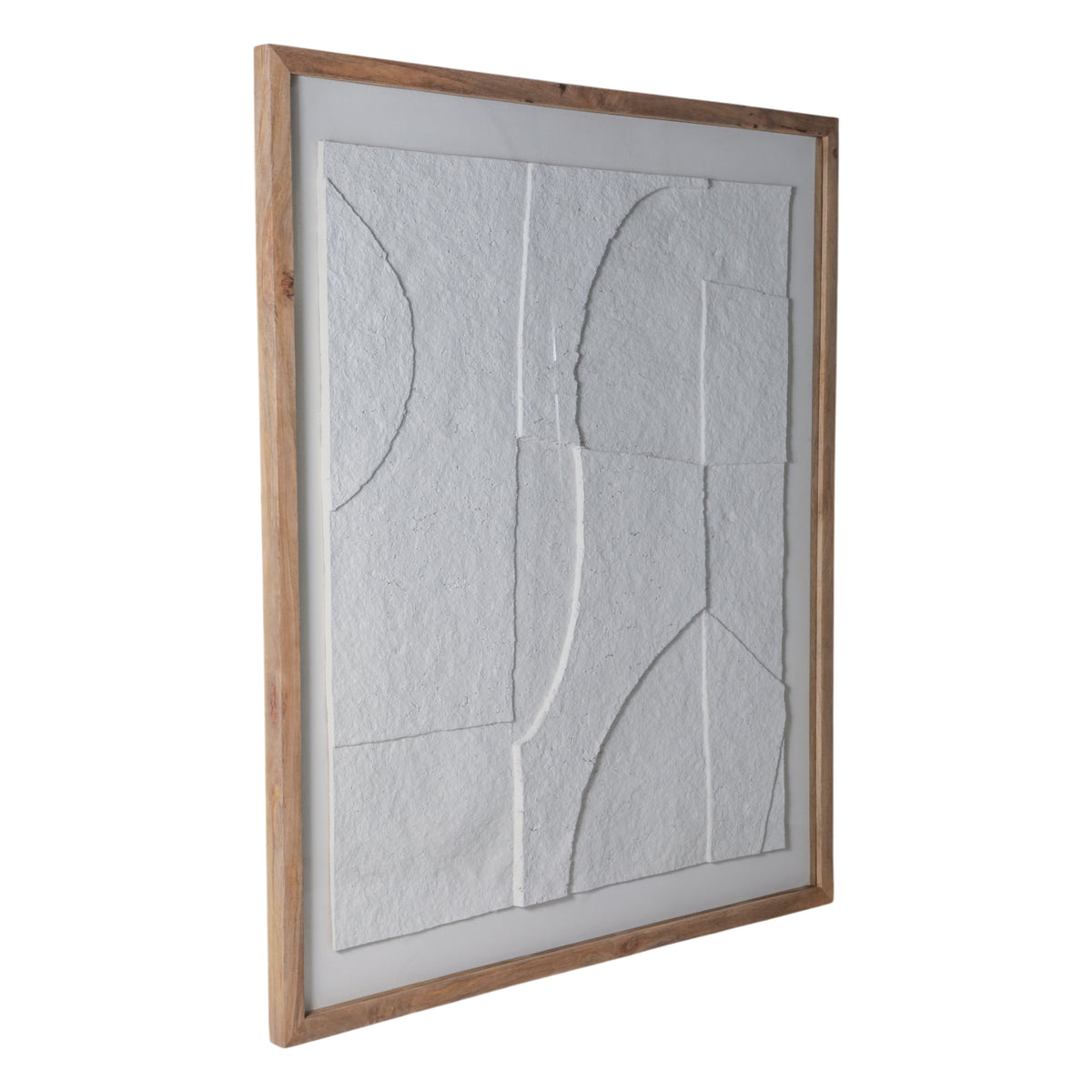 Big Pines White/Brown Paper Mache Wall Art with Wooden Frame and Glass