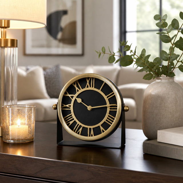 Glastonley Black/Gold Clock