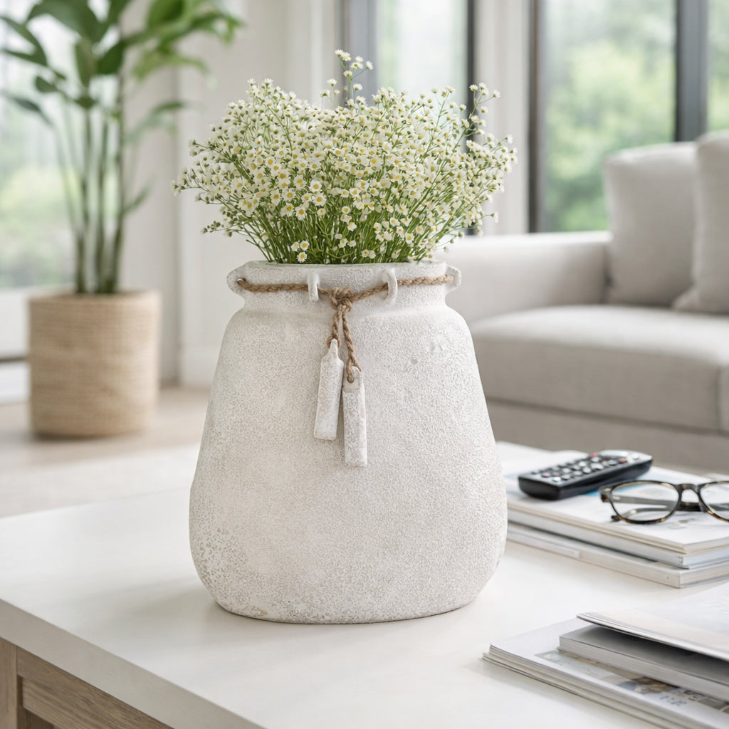 Gerber White Ecomix Vase with Jute Detail