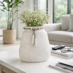 Gerber White Ecomix Vase with Jute Detail