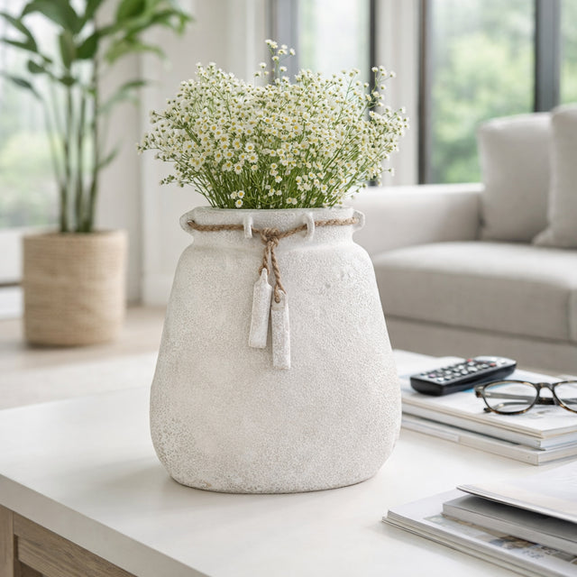Gerber White Ecomix Vase with Jute Detail