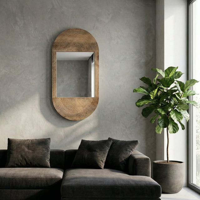 Santa Ysabel Brown Wood Oval Mirror