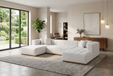 Montecito Ivory Velvet Double Chaise "U" Shape Sectional Sofa - Ornate Home