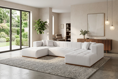 Montecito Ivory Velvet Double Chaise "U" Shape Sectional Sofa - Ornate Home