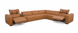 Rally Pro Caramel 7-Piece L-Shaped Dual Power Reclining Sectional with Console & Immersive Sound System
