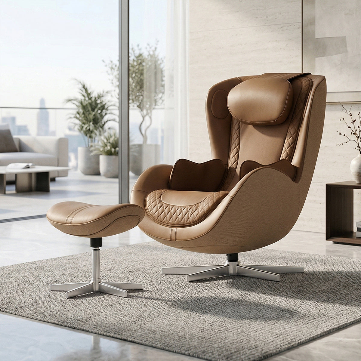 NOUHAUS Nou Campo Massage Chair with Ottoman