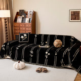 Chenille Jacquard Sofa Throw Cover with Tassel Soft Thick Couch Protector Blanket