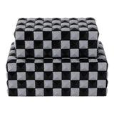 Cobb Black/White 3d Checkerboard Boxes (Set of 2)