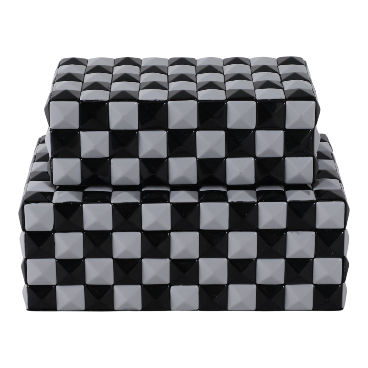 Cobb Black/White 3d Checkerboard Boxes (Set of 2)