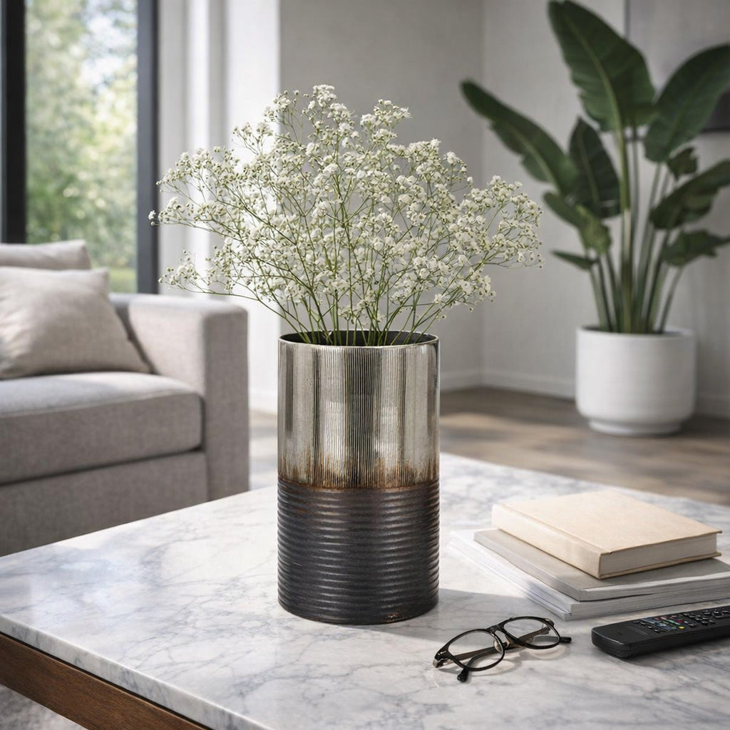 Grabtown Silver Small Glass Metallic 2-Tone Vase