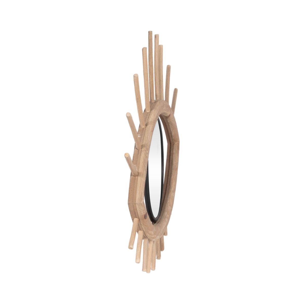 Plasse Brown Wood and Metal Mirrored Eye Wall Decor