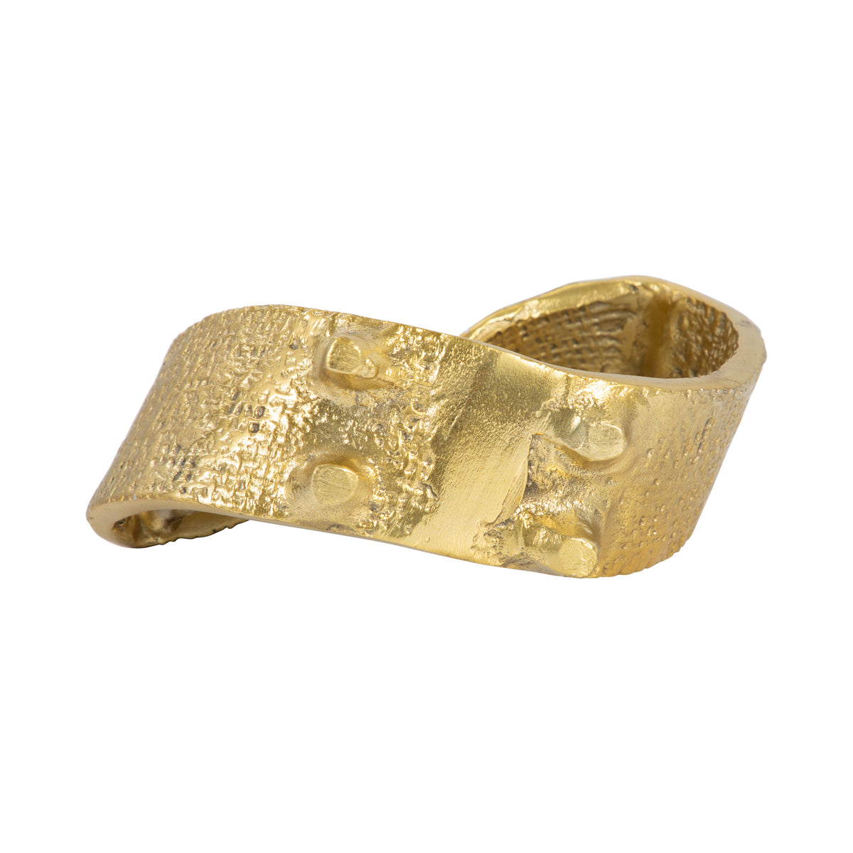 Venado Gold Metal Twisted Hammered Ring