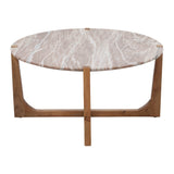 Keystone Tan/Brown Modern Coffee Table with Marble Top