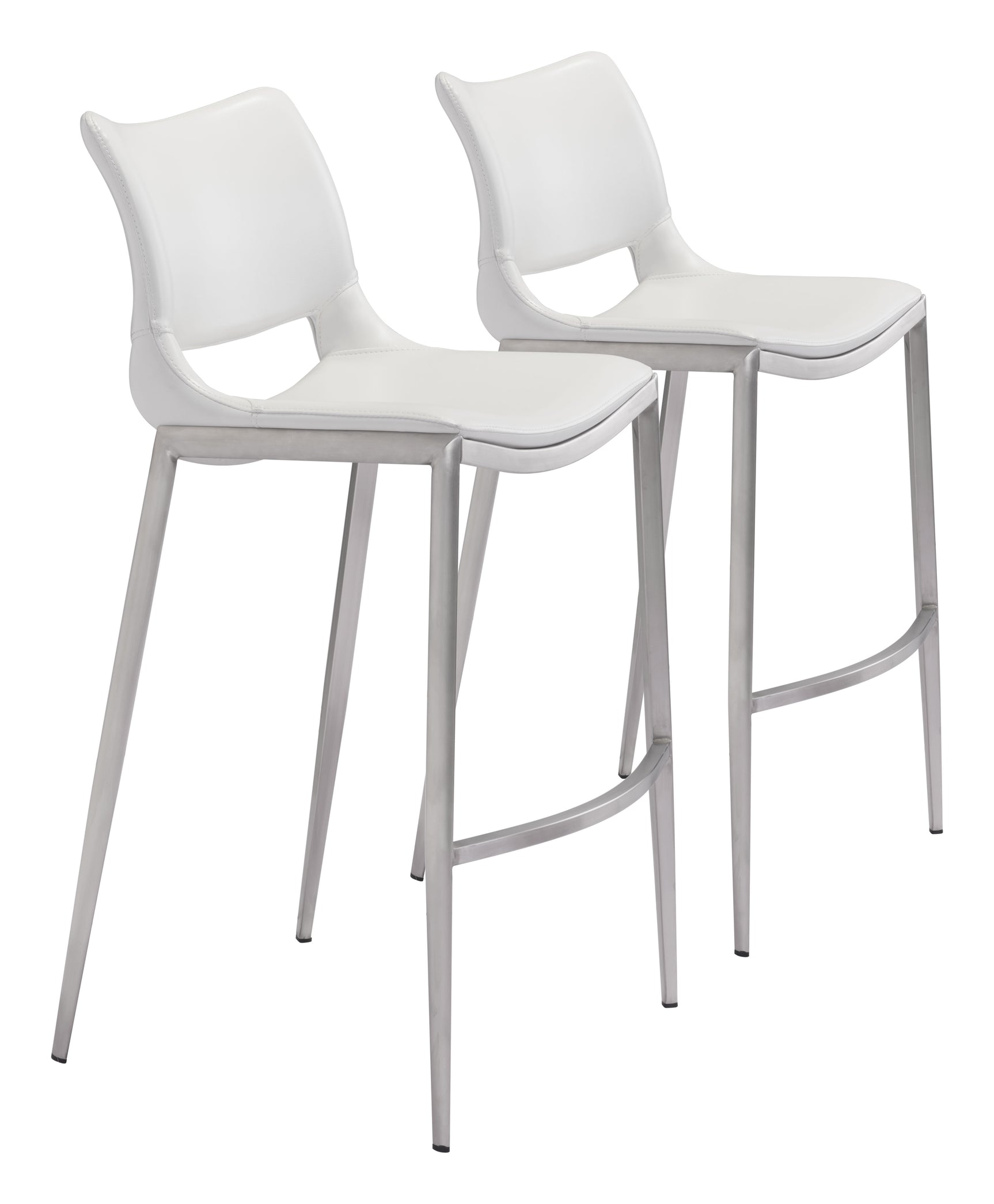 Ace White & Silver Barstool (Set of 2)