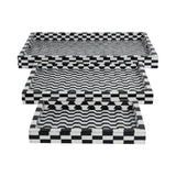Roseland Black/White Geo 3d Resin Trays (Set of 3)