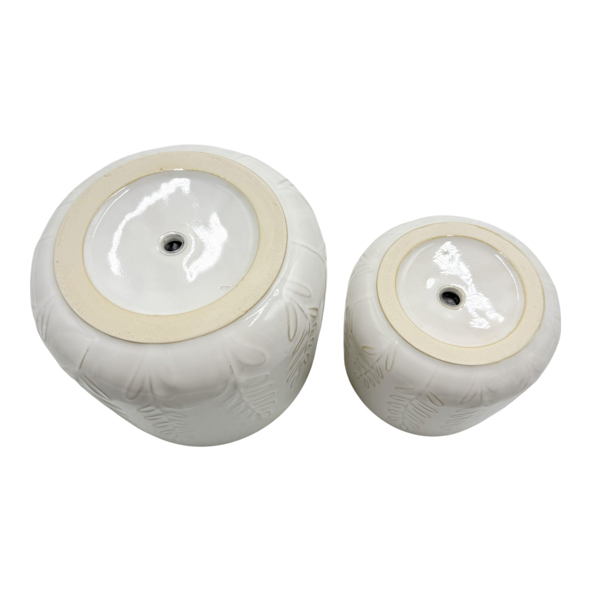 El Adobe Ivory Embossed Vines Planters (Set of 2)