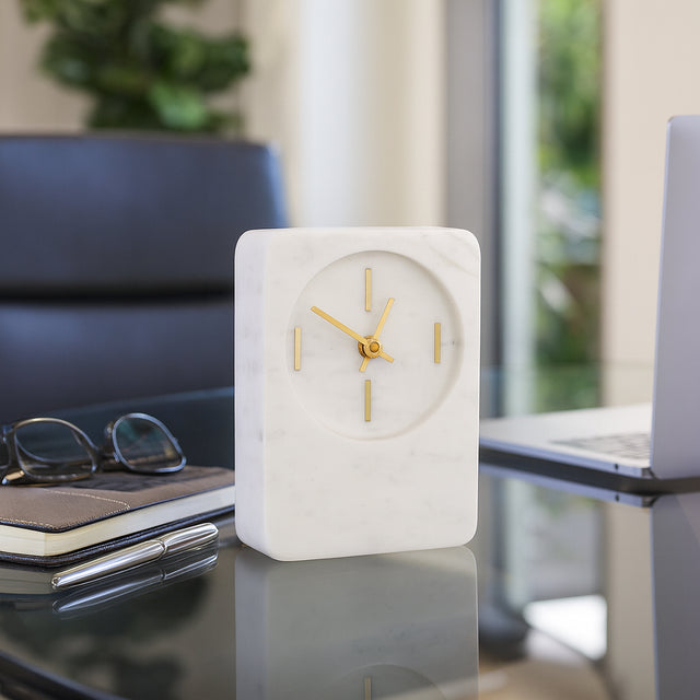 Glennrose White/Gold Small Clock