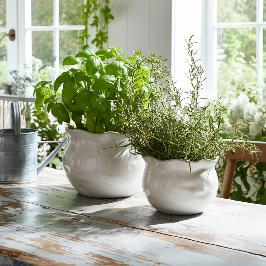 Draperstone White Planters (Set of 2)