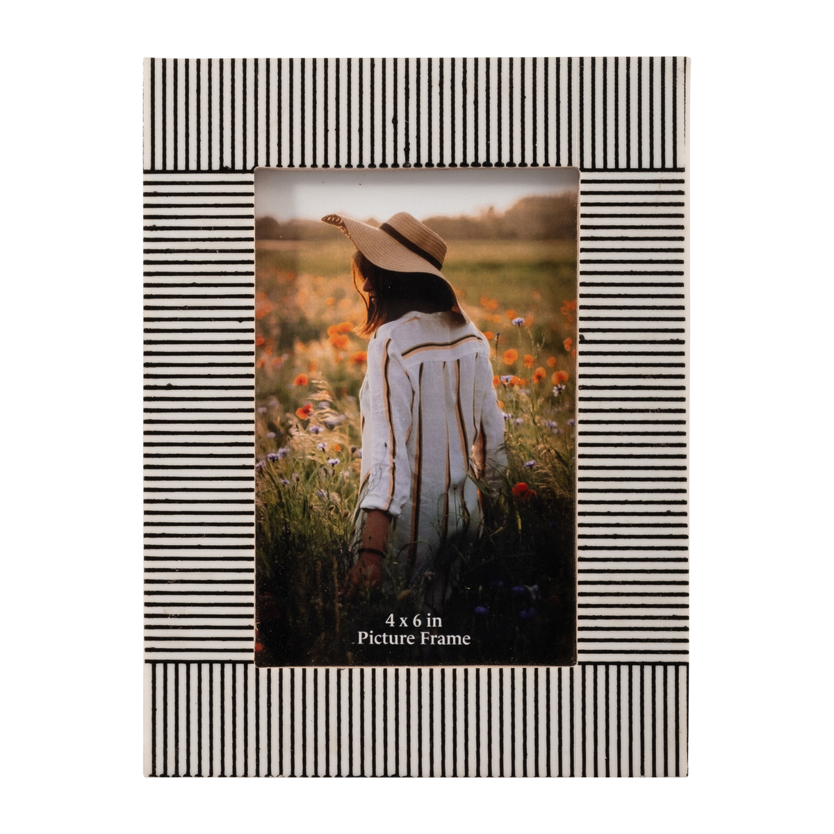 Worth Black/White Resin 4x6 Etched Lines Photo Frame