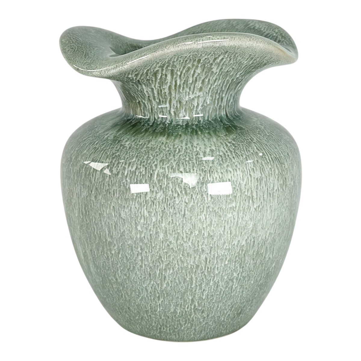 Yettem Sage Green Reactive Flutter Rim Vase