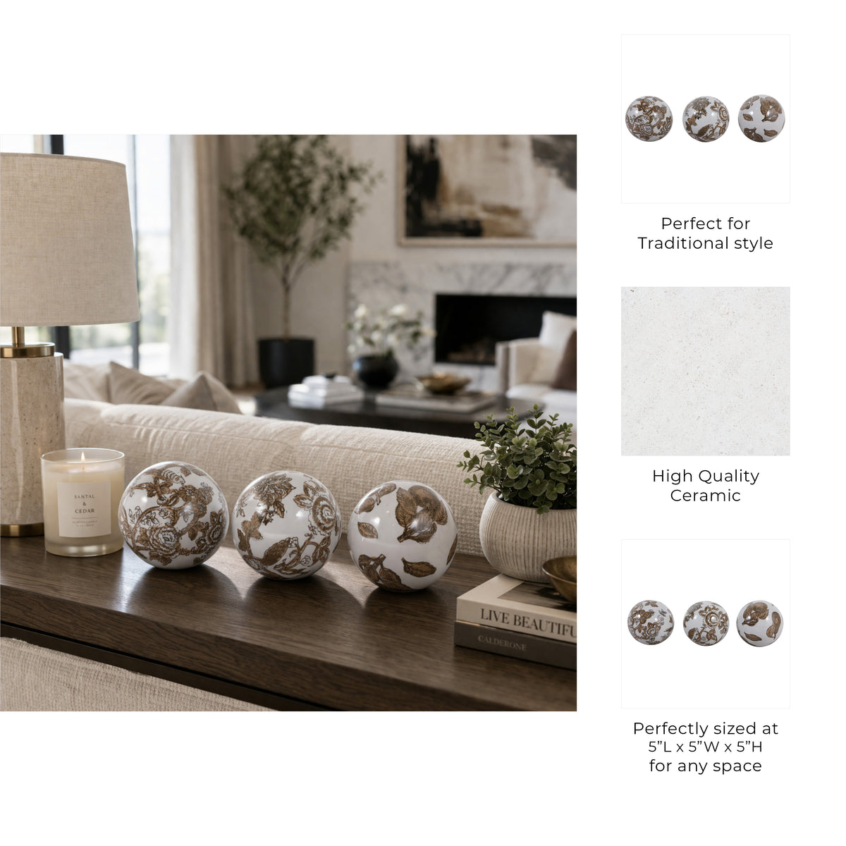 Elmley Brown/White Orbs (Set of 3)
