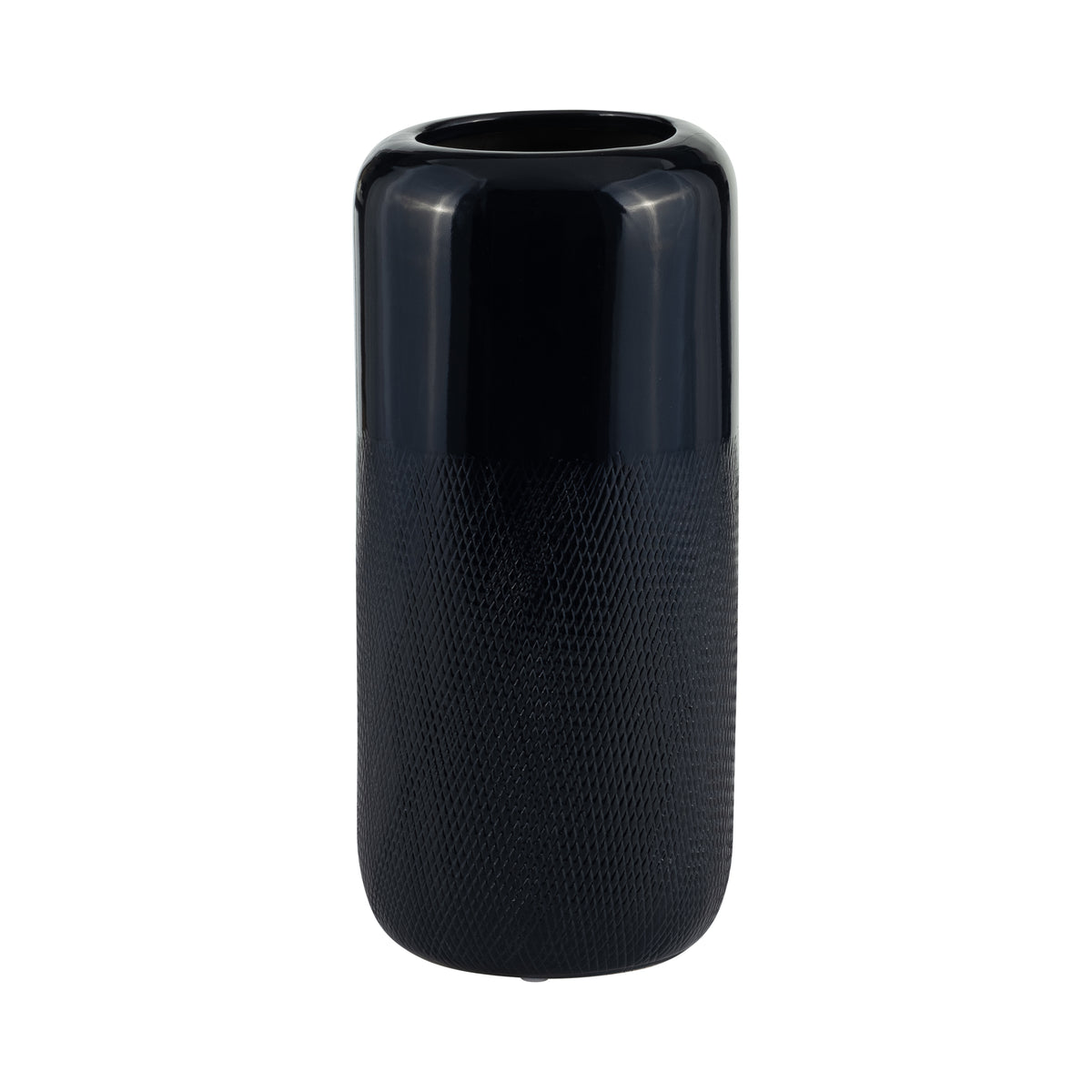 Coromar Navy Blue Small Ceramic Grooved Vase