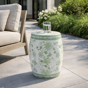 Hunterdale Green/White Garden Stool
