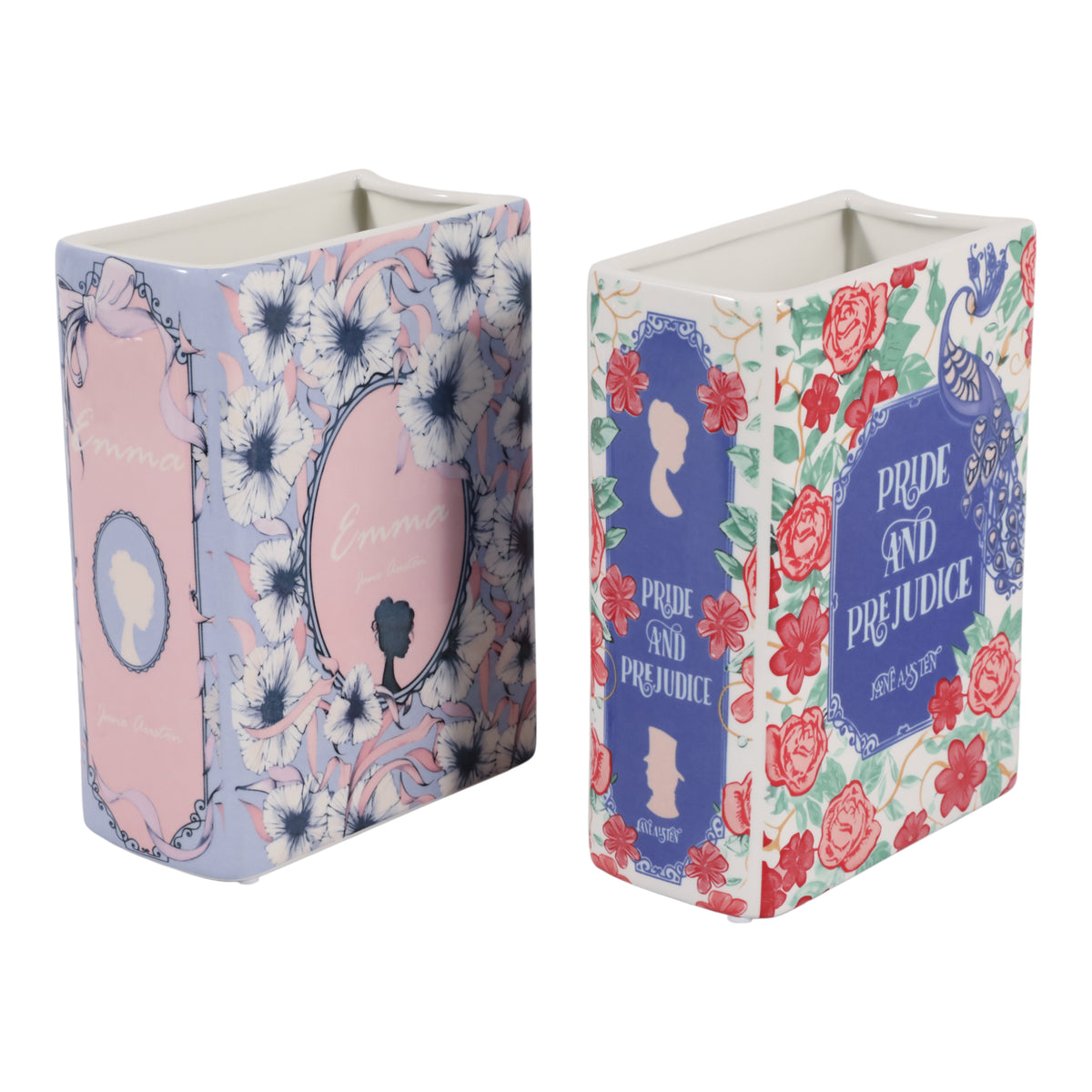 Aptos Multicolor Jane Austen Novels Book Vases (Set of 2)