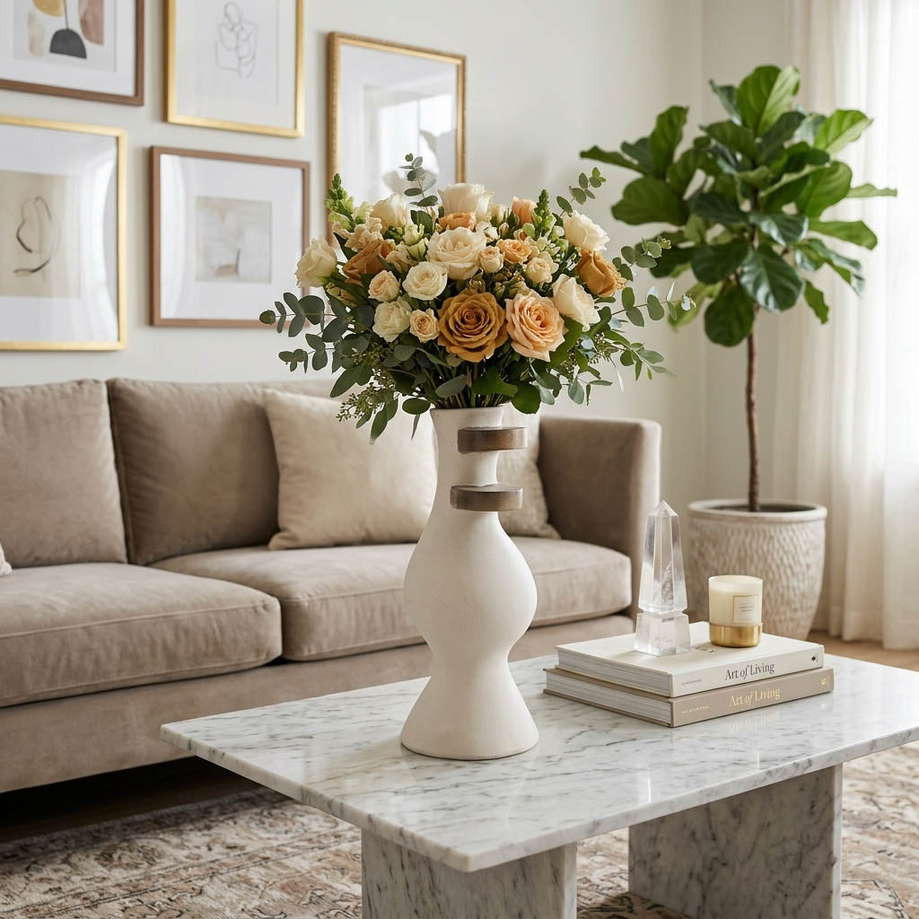Romandale Ivory Ecomix Abstract Vase