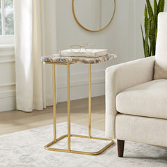 Caxtonham Black/Gold C-Table with Agate Top