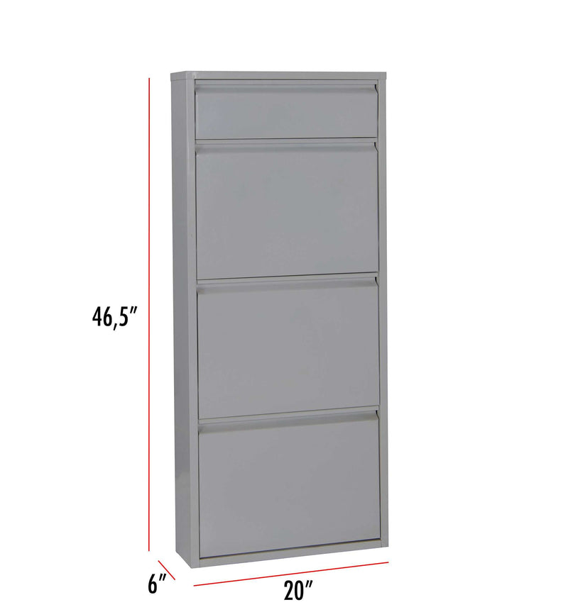 Dylan Gray Metal 4 Doors Shoe Cabinet - Ornate Home