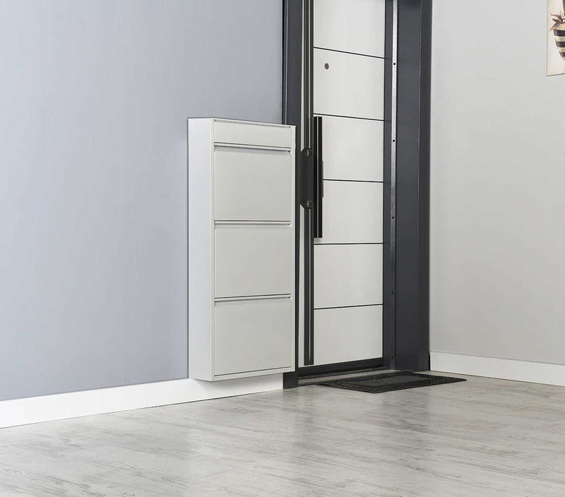 Dylan Gray Metal 4 Doors Shoe Cabinet - Ornate Home