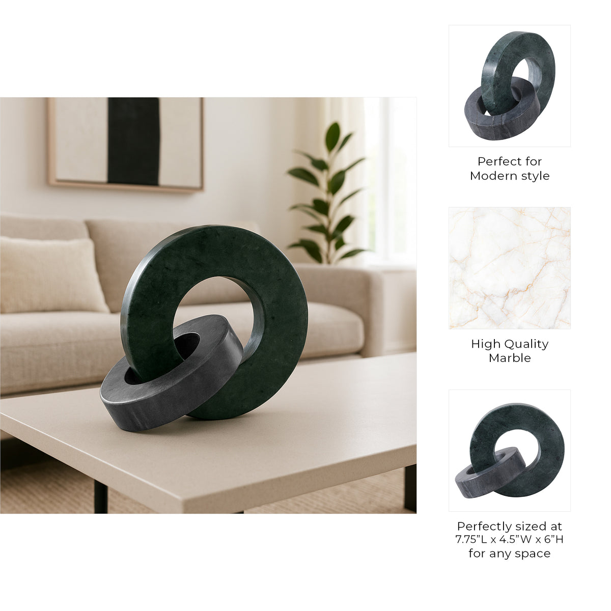 Elgin Green/Black Marble Double Ring