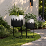 Nicoleham White/Gray/Black Planters (Set of 2)